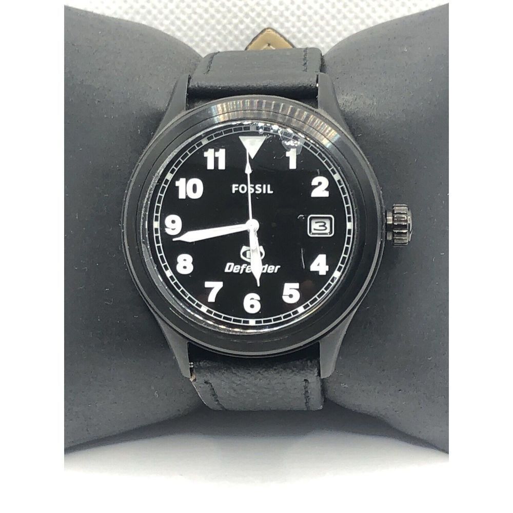 Fossil EC1003 Unisex Black Leather Analog Black Dial Quartz Wrist Watch OP589
